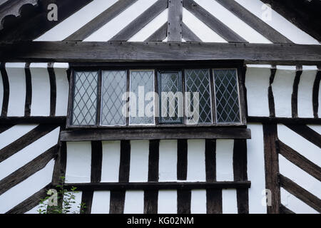 Bishops House museum Meersbrook park, Sheffield England, Window frame detail English Timber framed tudor historic building, grade II* listed building Stock Photo