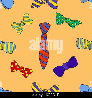 Seamless vector pattern with doodle bow-ties on white background Stock Vector