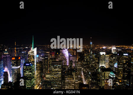 Photo taken in 2014 from the Empire State building at night (around 8 pm). Stock Photo