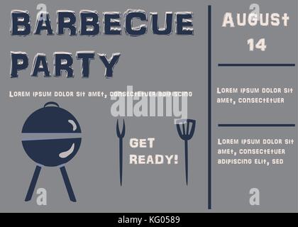 Barbecue Party Announcement. Retro Style. Vector Illustration Stock Vector