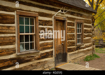 Maltese Cross Cabin, Theodore Roosevelt National Park-South Unit, North Dakota Stock Photo