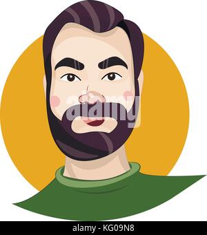 Vector portrait of man with mustache and beard Stock Vector