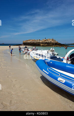 The beautiful Glenan Islands located off the west Finistere coast near Concarneau Brittany France. Stock Photo