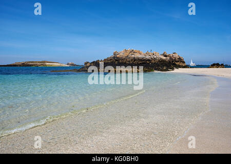 The beautiful Glenan Islands located off the west Finistere coast near Concarneau Brittany France. Stock Photo