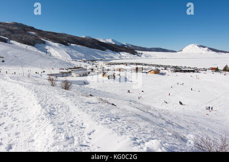 CAMPO FELICE, ITALY - January 14, 2017: famous ski resort in Abruzzo, on the Apennines mountains, a few kilometers from Rome. Stock Photo