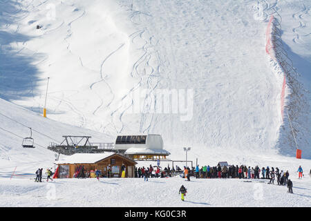 CAMPO FELICE, ITALY - January 14, 2017: famous ski resort in Abruzzo, on the Apennines mountains, a few kilometers from Rome. Stock Photo