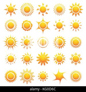Set of sun icons collection. Vector illustration Stock Vector