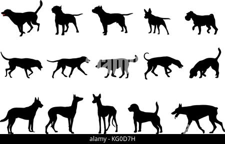 dogs collection silhouettes - vector Stock Vector