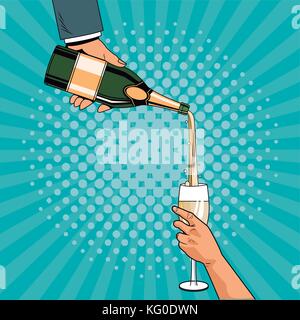 Champagne toast pop art Stock Vector