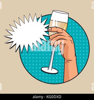 Champagne toast pop art Stock Vector