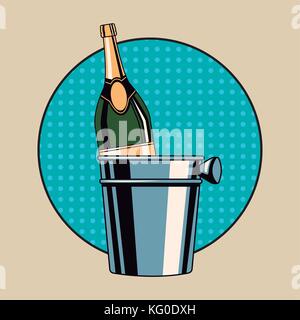 Champagne toast pop art Stock Vector