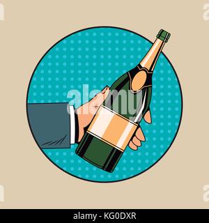 Champagne toast pop art Stock Vector