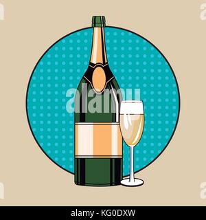 Champagne toast pop art Stock Vector