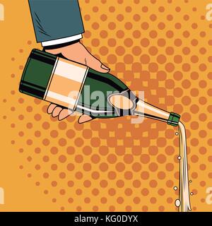 Champagne toast pop art Stock Vector