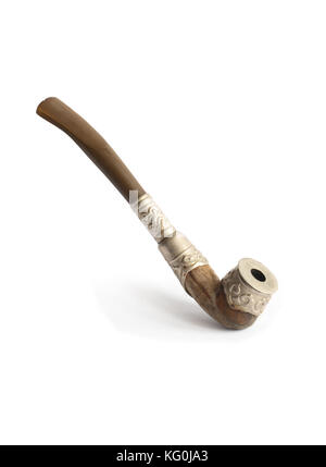 Old vintage tobacco pipe isolated on white background with clipping path Stock Photo