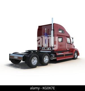 Red truck without a trailer on white 3D Illustration Stock Photo