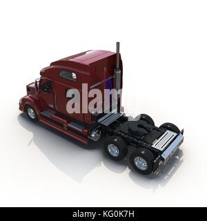 Red truck without a trailer on white 3D Illustration Stock Photo