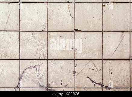 full frame background of old rundown tiles Stock Photo