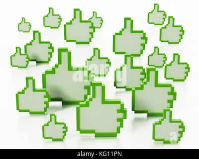 Thumbs up icons isolated on white background. 3D illustration. Stock Photo