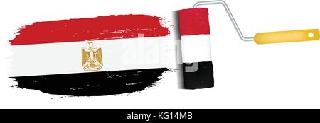 Brush Stroke With Egypt National Flag Isolated On A White Background. Vector Illustration. Stock Vector