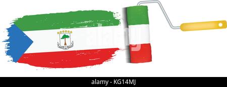 Brush Stroke With Equatorial Guinea National Flag Isolated On A White Background. Vector Illustration. Stock Vector