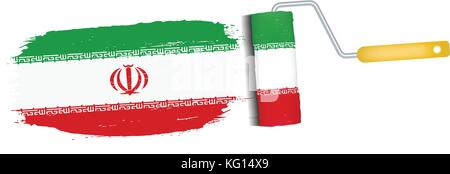 Brush Stroke With Iran National Flag Isolated On A White Background. Vector Illustration. Stock Vector