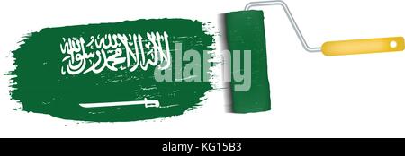 Brush Stroke With Saudi Arabia National Flag Isolated On A White Background. Vector Illustration. Stock Vector