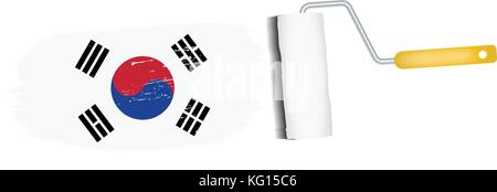 Brush Stroke With South Korea National Flag Isolated On A White Background. Vector Illustration. Stock Vector