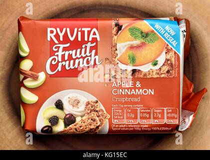 Ryvita fruit crunch apple & cinnamon crispbread Stock Photo