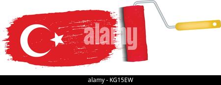 Brush Stroke With Turkey National Flag Isolated On A White Background. Vector Illustration. Stock Vector