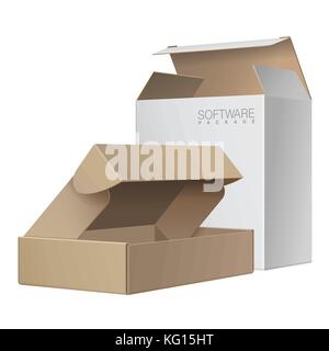 Two Package Box Opened. For Software, electronic device Stock Vector