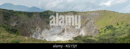 Mount Mahawu (Gunung Mahawu), a volcano in North Sulawesi that is popular with tourists coming to view the large volcanic crater and lake. Stock Photo