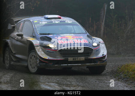 28/10/17 Dyfi, Snowdonia, Wales. Rally car racing in Dyfi the 8th stage of the dayinsure wales rally 2017 Stock Photo