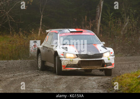 28/10/17 Dyfi, Snowdonia, Wales. Rally car racing in Dyfi the 8th stage of the dayinsure wales rally 2017 Stock Photo