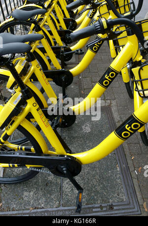 Ofo rental bike scheme launches in London Stock Photo