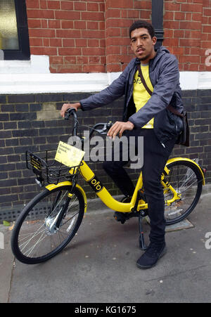 Ofo rental bike scheme launches in London Stock Photo