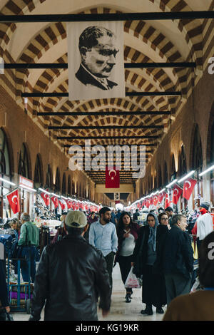EDIRNE, TURKEY - OCTOBER 27, 2017: people are walking by Arasta Bazaar in Edirne, Turkey Stock Photo