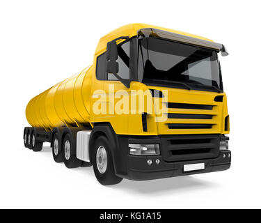 Yellow Fuel Tanker Truck Stock Photo
