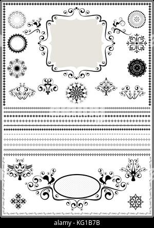Collection of decorative brushes and calligraphic ornaments to decor pages Stock Vector