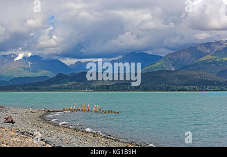 Remote Shore in an Resurrection Bay near Seward, Alaska Stock Photo