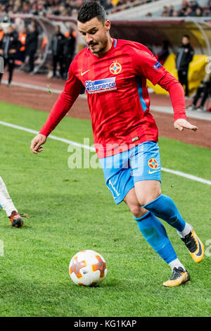 November 3, 2017: Constantin Budescu #11 (FCSB Bucharest) during the UEFA  Europa League 2017-2018, Group Stage, Groupe G game between FCSB Bucharest  (ROU) and Hapoel Beer-Sheva FC (ISR) at National Arena Stadium, Bucharest,  Romania