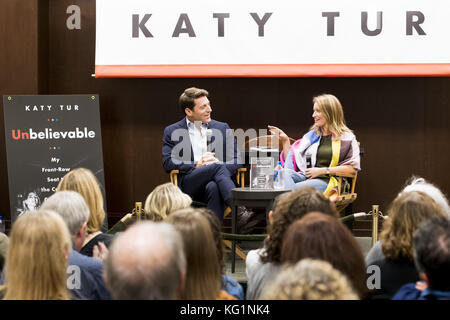 New York, NY, USA. 2nd Nov, 2017. KATY TUR, NBC correspondent and author of ''Unbelievable: My Front-Row Seat to the Craziest Campaign in American History'' and CBS News correspondent TONY DOKOUPIL, at Barnes & Noble on the Upper West Side of New York, November 2, 2017 in New York, NY Credit: Michael Brochstein/ZUMA Wire/Alamy Live News Stock Photo