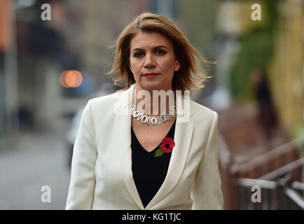 Julia Hartley-Brewer leaves talkRADIO Studios in London, following Sir Michael Fallon's resignation amid sleaze allegations. Stock Photo