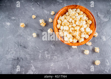 popcorn on a gray background. Stock Photo