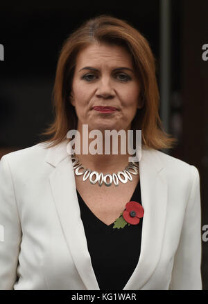 Julia Hartley-Brewer leaves talkRADIO Studios in London, following Sir Michael Fallon's resignation amid sleaze allegations. Stock Photo