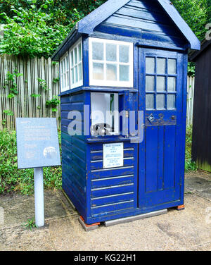 A Local police call box at The National Telephone Kiosk Collection at the Avoncroft Museum of Buildings, Bromsgrove, Worcestershire, England, UK Stock Photo