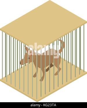 Dog cage icon, isometric 3d style Stock Vector