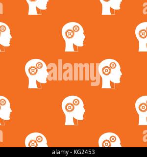 Gears in human head pattern seamless Stock Vector