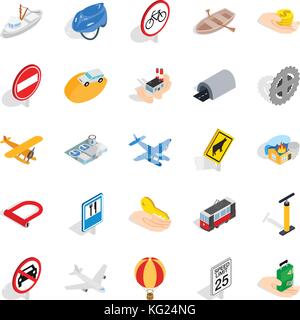 Movement icons set, isometric style Stock Vector