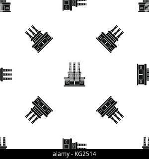 Large oil refinery pattern seamless black Stock Vector